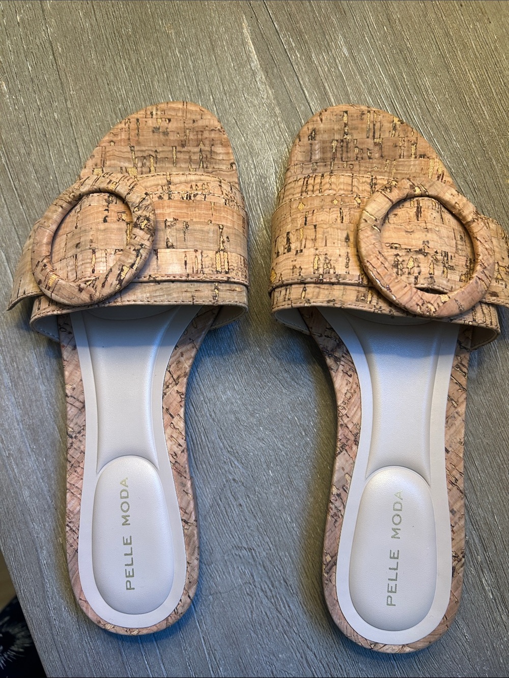 Pelle Moda Cork Buckle Slide Sandals - Cork Neutral